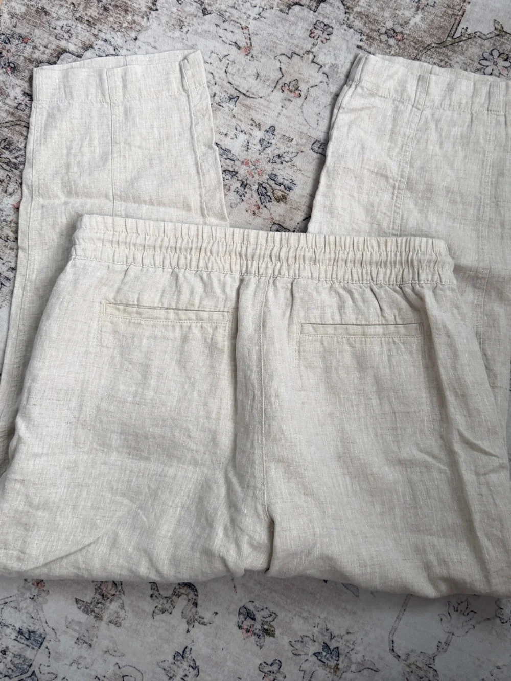 Athleta Drawstring Linen Pants - Natural Taupe